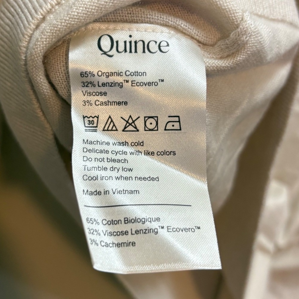 Quince Sweater Women M Heather Bone Cotton Cashmere Blend V-Neck Lightweight NWT - Picture 7 of 8